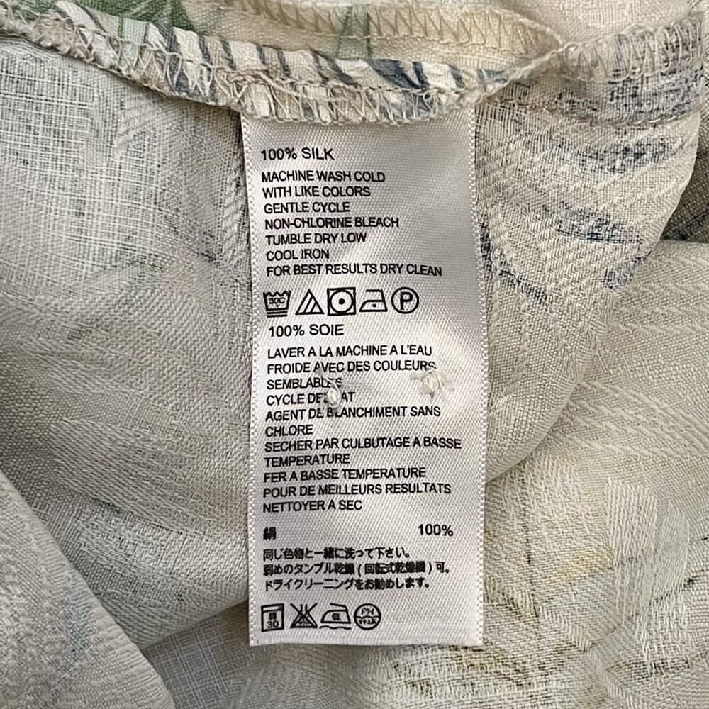 Tommy Bahama Hawaiian Shirt Sz Small 100% Silk Button Up Loop Collar Beige Blue - Picture 8 of 9